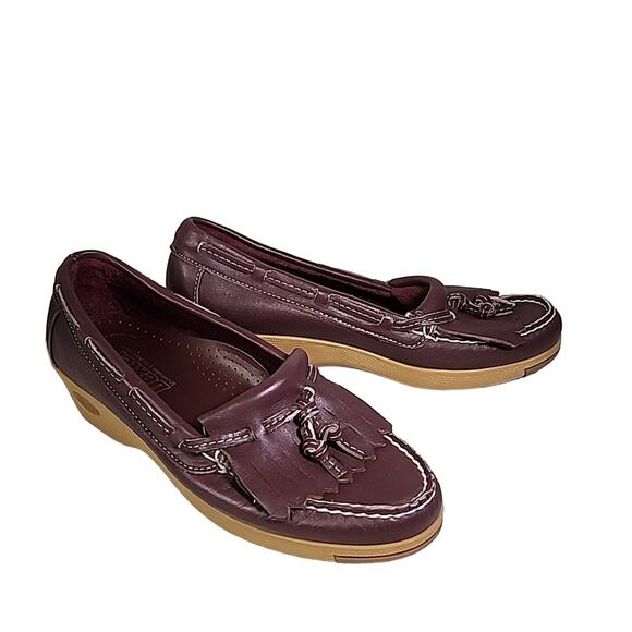 Dexter Leather Wedge Kilt Loafers Womens Size 7 - Picture 1 of 13